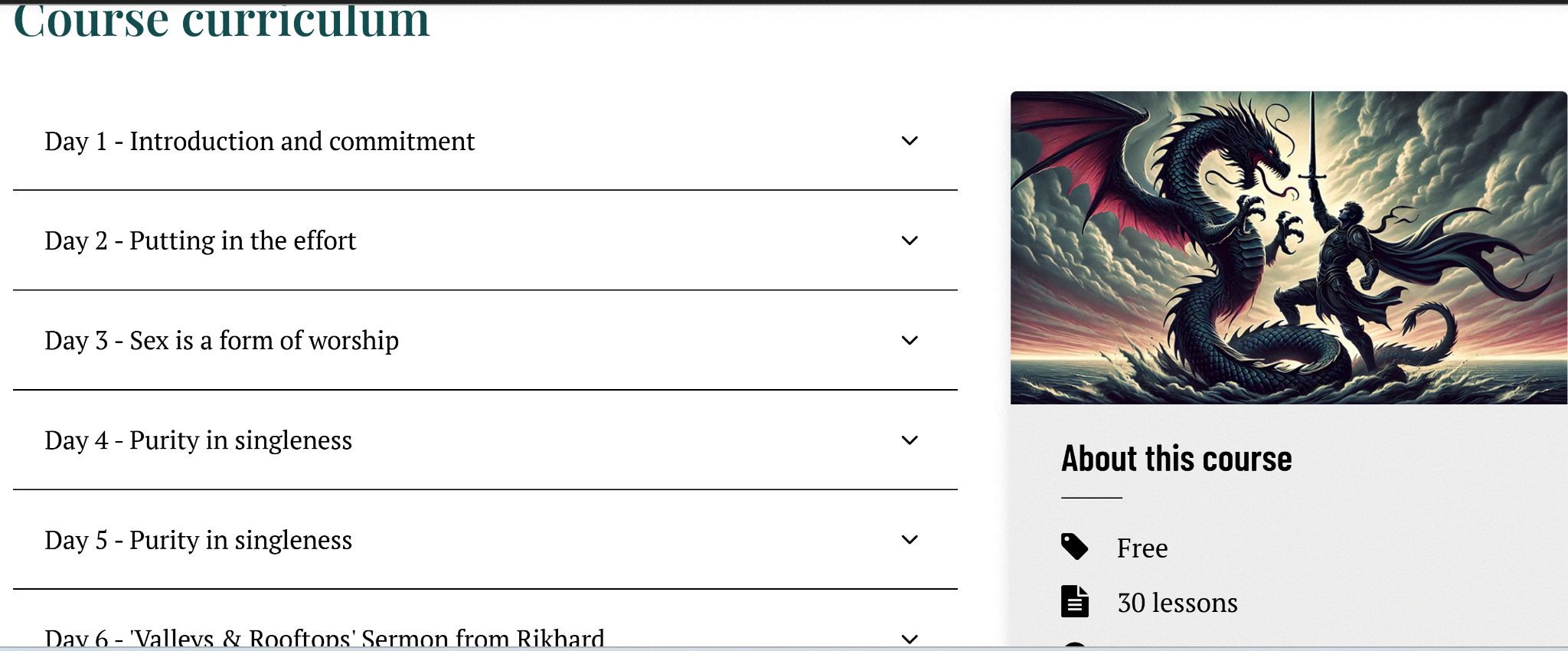 Course curriculum preview